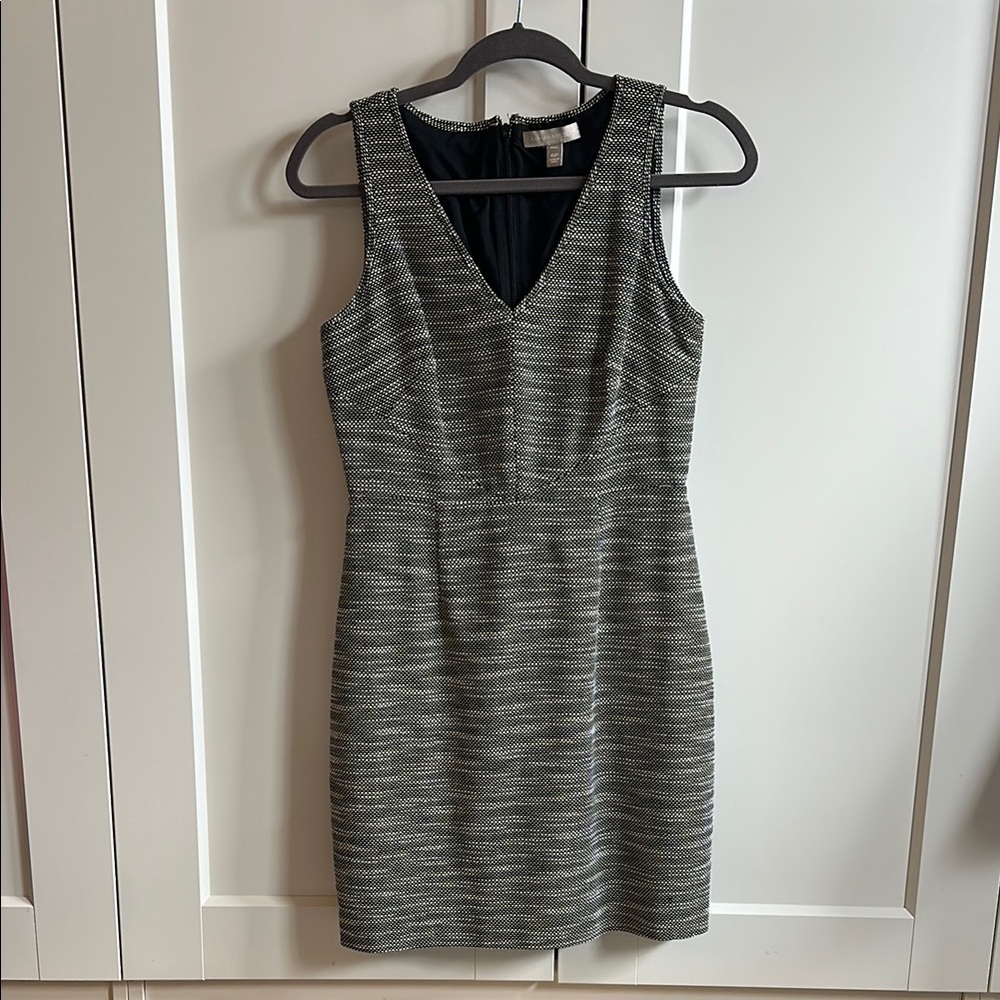 Elegant Black and White Tweed Dress